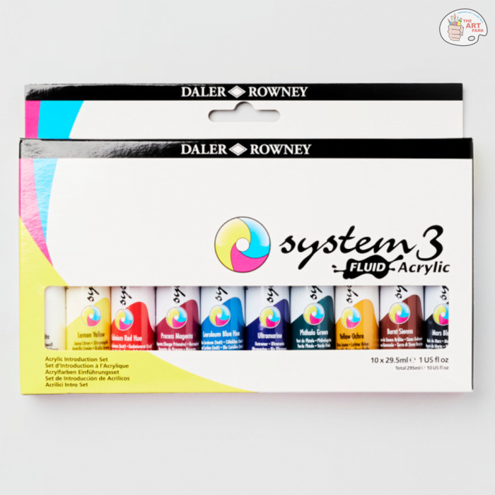Untitled design (53) Daler Rowney System 3 Fluid Acrylic 29.5ml Set of 10 - Image 1