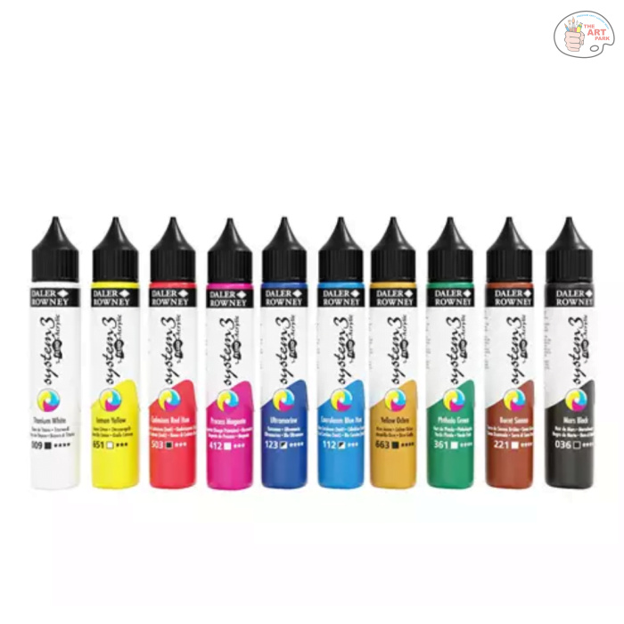 Daler Rowney System 3 Fluid Acrylic 29.5ml Set of 10 - Image 2