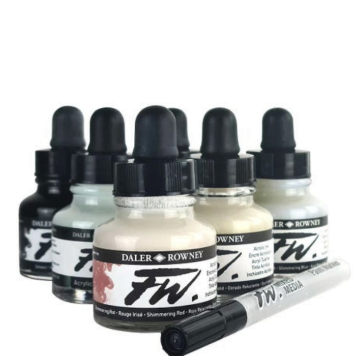 Daler-Rowney FW Shimmering Acrylic Ink Set 6 x 29.5ml - Image 2