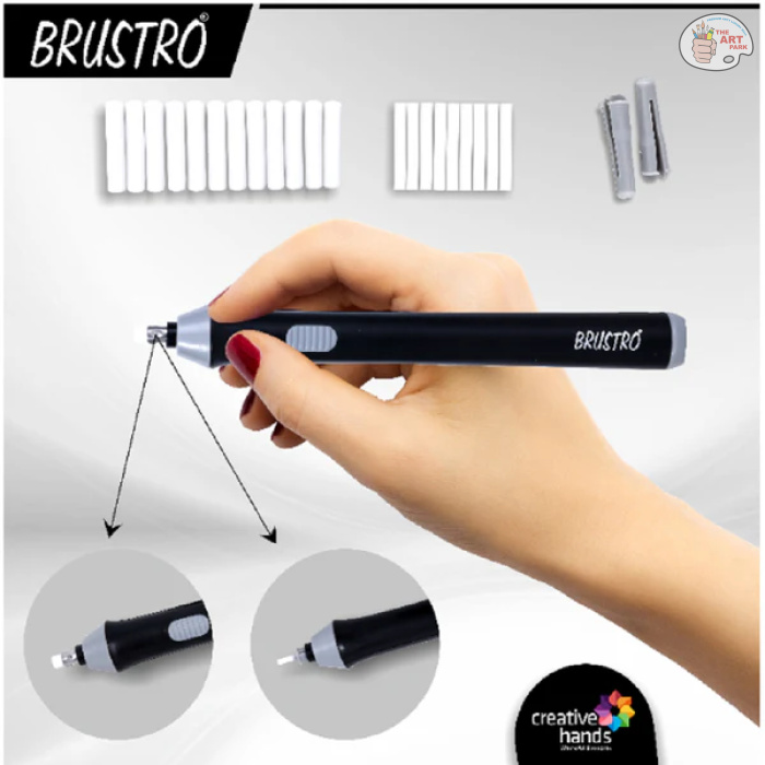 Brustro Slim Battery Operated Automatic Eraser, with 22 Refills and 2 Eraser Holders - Image 4