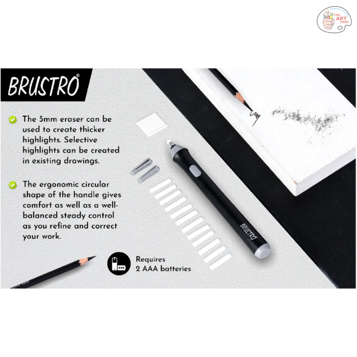 Brustro Slim Battery Operated Automatic Eraser, with 22 Refills and 2 Eraser Holders - Image 3