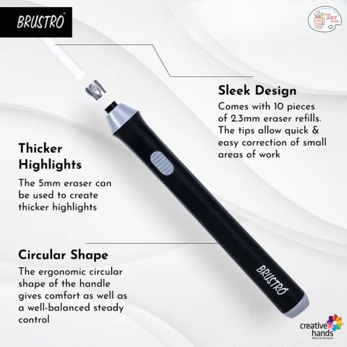 Brustro Slim Battery Operated Automatic Eraser, with 22 Refills and 2 Eraser Holders - Image 5