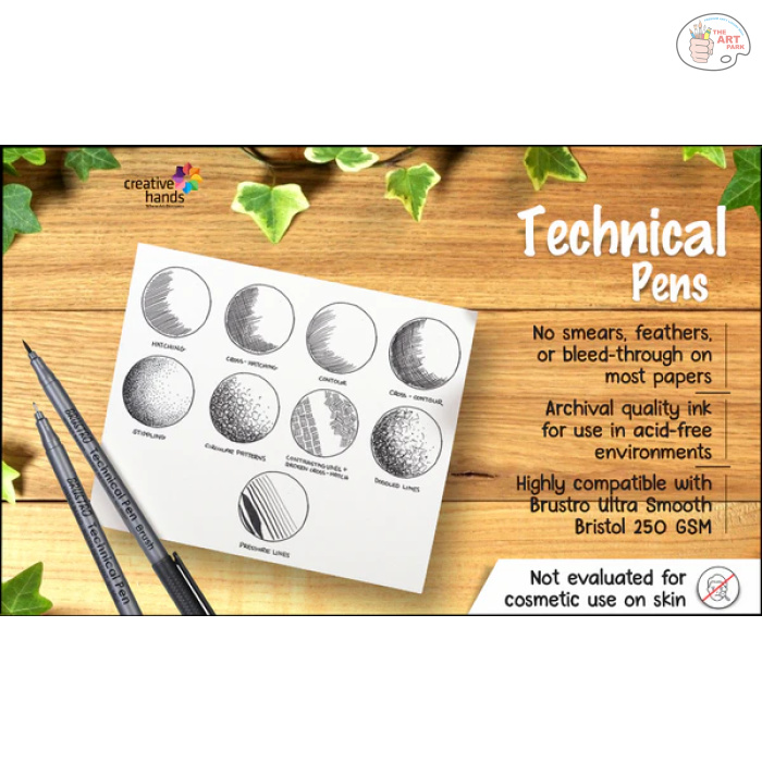 BRUSTRO Technical Pen (Set of 9) (Includes: 1 each of 0.05mm; 0.1mm; 0.2mm; 0.3mm; 0.4mm; 0.5mm; 0.6mm; 0.8mm & Brush.) - Image 5