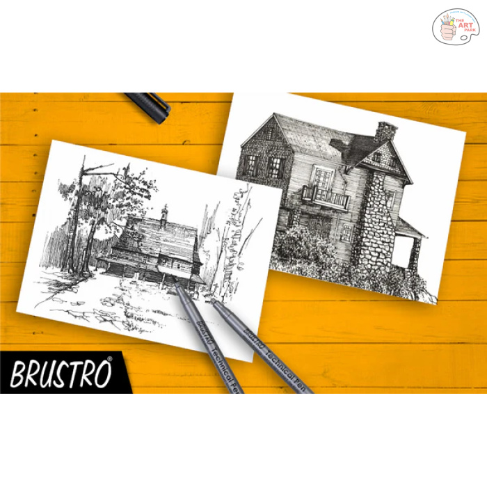 BRUSTRO Technical Pen (Set of 9) (Includes: 1 each of 0.05mm; 0.1mm; 0.2mm; 0.3mm; 0.4mm; 0.5mm; 0.6mm; 0.8mm & Brush.) - Image 2