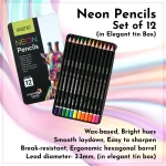 Brustro Neon Pencils Set of 12 (in Elegant tin Box) - Image 6