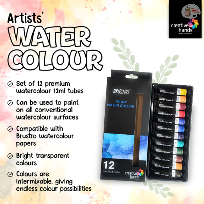 BRUSTRO Artists’ Watercolour Set of 12 Colours X 12ML Tubes - Image 2