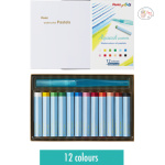 PENTEL Aquash watercolour oil pastels and water brush 12 COLOUR SET