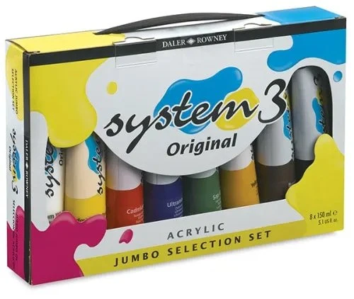 daler-rowney-system-3-acrylic-jumbo-set-of-8-150-ml-tubes-592359_1800x1800 Daler-Rowney System3 Original Jumbo Selection Set 8 x 150ml 119900150 - Image 1