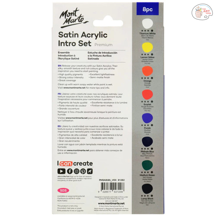 MONT MARTE Satin Acrylic Intro Set Premium 8pc x 18ml (0.6 US fl.oz) - Image 3