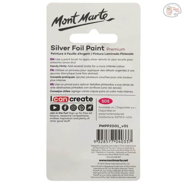 MONT MARTE Silver Foil Paint Premium 20ml (0.68 US fl.oz) - Image 5