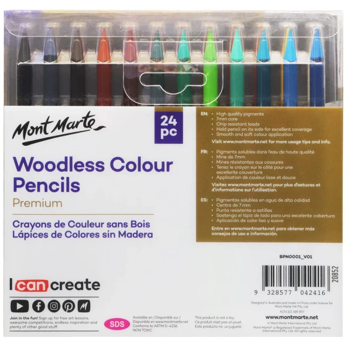 MONT MARTE Woodless Colour Pencils Premium 24pc - Image 4