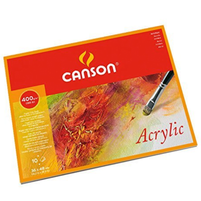 pentel (10) Canson Acrylic 400 GSM Cold Pressed 36 x 48 cm Paper Blocks 10 Sheets - Image 1