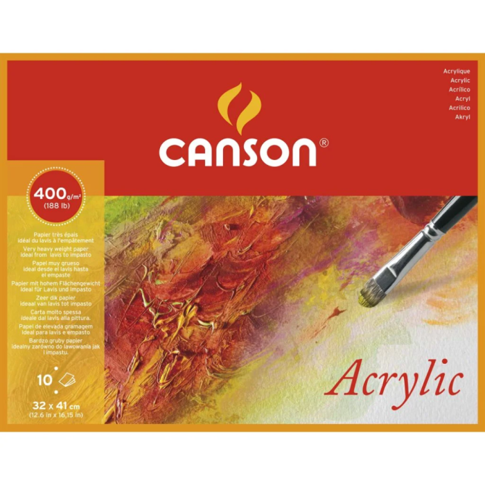 pentel (9) Canson acrylic paper - cold press 400 gsm - 32 x 41 cm - block of 10 sheets - Image 1