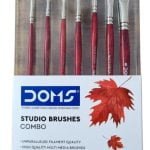 DOMS Studio Brushes Set of 7 Flat & Round Brushes Combo(No. R-0, 2, 4, 6 & F-2, 6, 8) Unparalled Filament Multimedia Brushes for Artists & Professionals