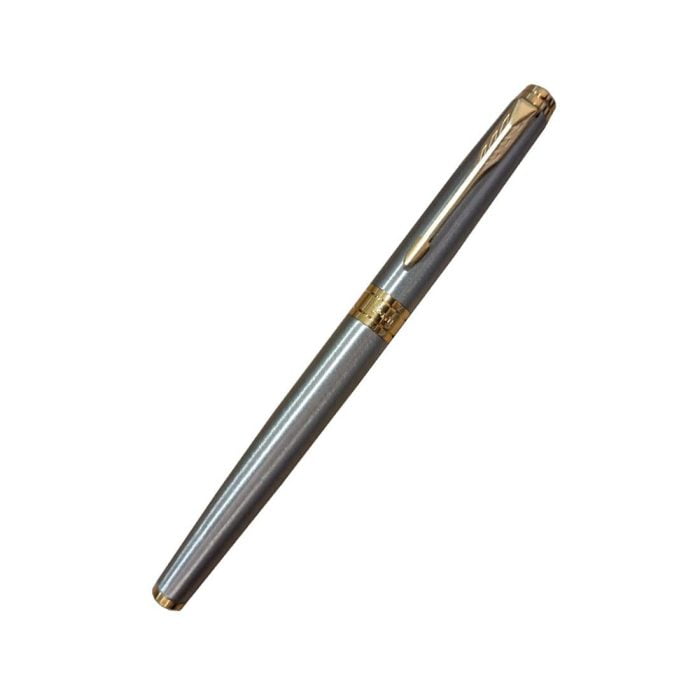 PARKER ASTER BRUSHED METAL GOLD TRIM ROLLER PEN - Image 2