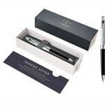 Parker Aster Silver Black Ballpoint Pen With Chrome Trims