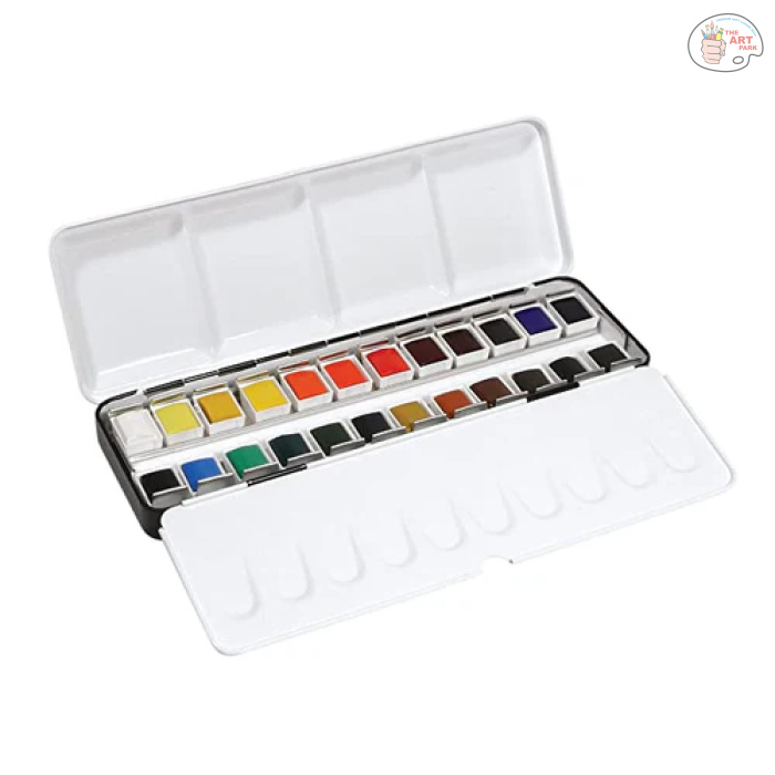 Daler-Rowney Aquafine Watercolour Metal Box (24 Half Pans) - Image 2