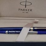parker ambient blue gold trim roller pen