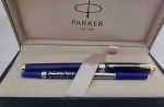parker ambient blue gold trim roller pen
