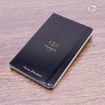 parker aster Matte black gold trim roller ball pen with free grey LARGE notebook - Image 4