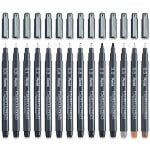 PENTEL PIGMENT LINER Pentel S20P Pointliner Pigment Liner Tecnical Drawing Fineliner Pen-Black, Sepia, Sanguine & Grey Ink - Pack of 14 - Image 4
