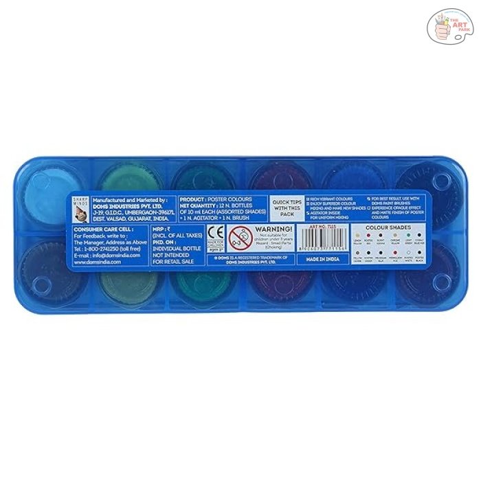 Doms 12 Shades Poster Colours | Rich & Vibrant Colors | Free Agigator & Brush Inside For Uniform Mixing | Non-Toxic & Safe For Childrens - Image 4
