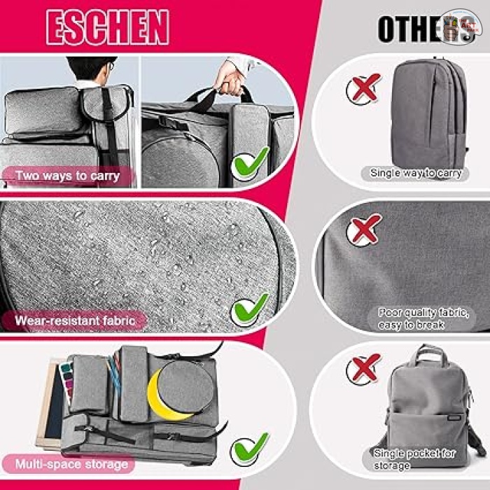 Art Canvas Bag, Large Art Portfolio Case with Zipper Design Shoulder Strap & Tote, Artist Backpack for Storage Artwork Sketch, Drawing, Canvas, Photography, Poster, Art Bag for Kid Student Teacher - Image 8