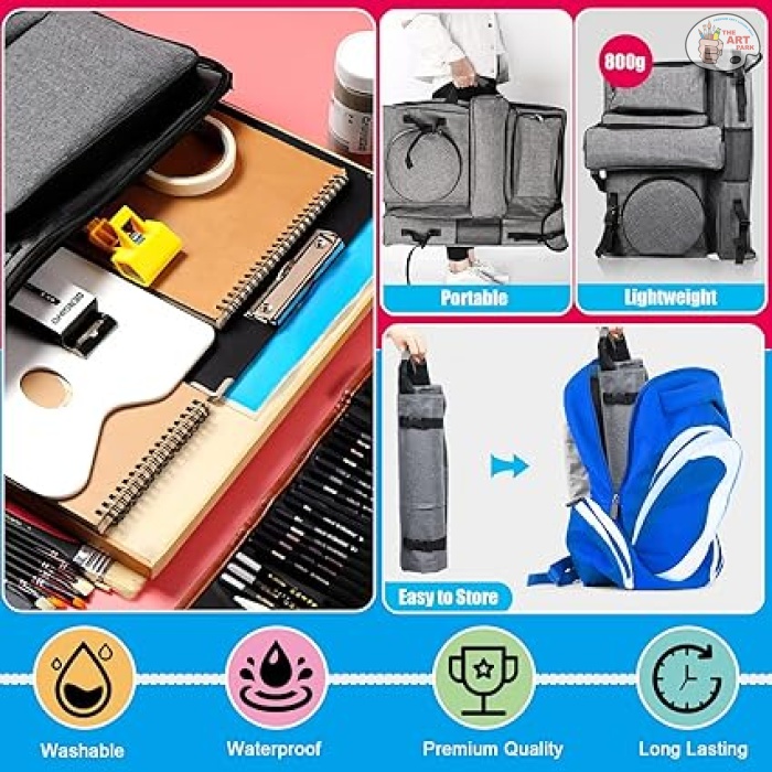 Art Canvas Bag, Large Art Portfolio Case with Zipper Design Shoulder Strap & Tote, Artist Backpack for Storage Artwork Sketch, Drawing, Canvas, Photography, Poster, Art Bag for Kid Student Teacher - Image 5