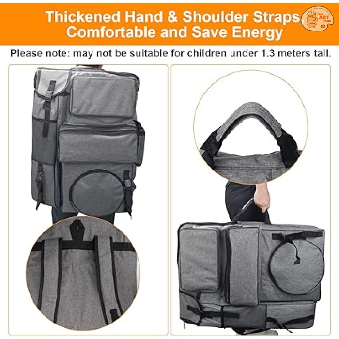 Art Portfolio Carry Bag 20" x 26", Canvas Art Portfolio Backpack Traveling Outdoor Drawing Portfolio Case Large Capacity Artist Carrying Bag/Tote Bag for Drawing Board, Screen, Accessories - Image 7
