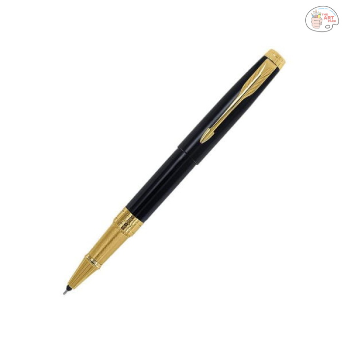 PARKER ASTER LACQUE BLACK GOLD TRIM ROLLER BALLPEN WITH FREE POCKET WATCH - Image 2
