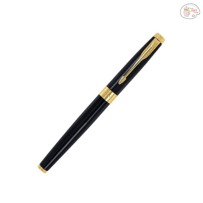 PARKER ASTER LACQUE BLACK GOLD TRIM ROLLER BALLPEN WITH FREE POCKET WATCH - Image 3