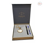 PARKER ASTER LACQUE BLACK GOLD TRIM ROLLER BALLPEN WITH FREE POCKET WATCH - Image 4