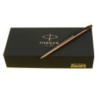 PARKER INSIGNIA CHAMPGNE GOLD  BLACK METAL TRIM BALLPEN WITH KEYCHAIN - Image 2