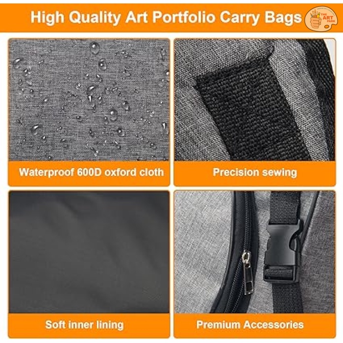 Art Portfolio Carry Bag 20" x 26", Canvas Art Portfolio Backpack Traveling Outdoor Drawing Portfolio Case Large Capacity Artist Carrying Bag/Tote Bag for Drawing Board, Screen, Accessories - Image 3