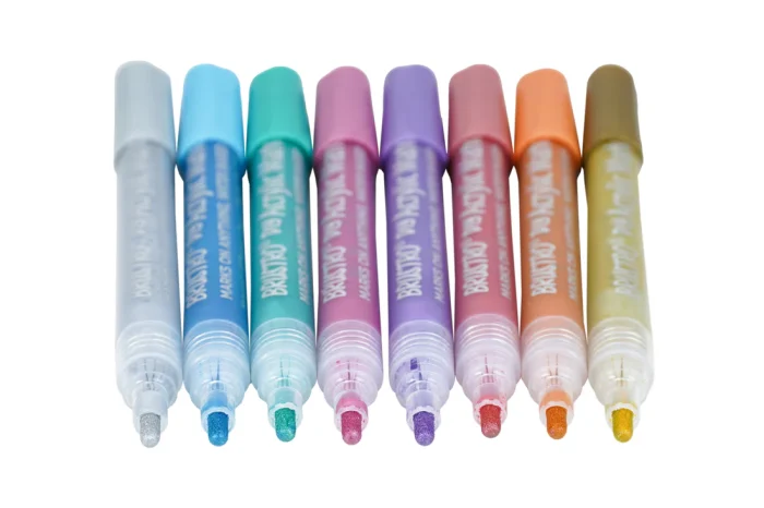 Brustro Acrylic (DIY) Marker Set of 8 (Metallic Shades) for Craftworks, School Projects, and Other Presentations - Image 4