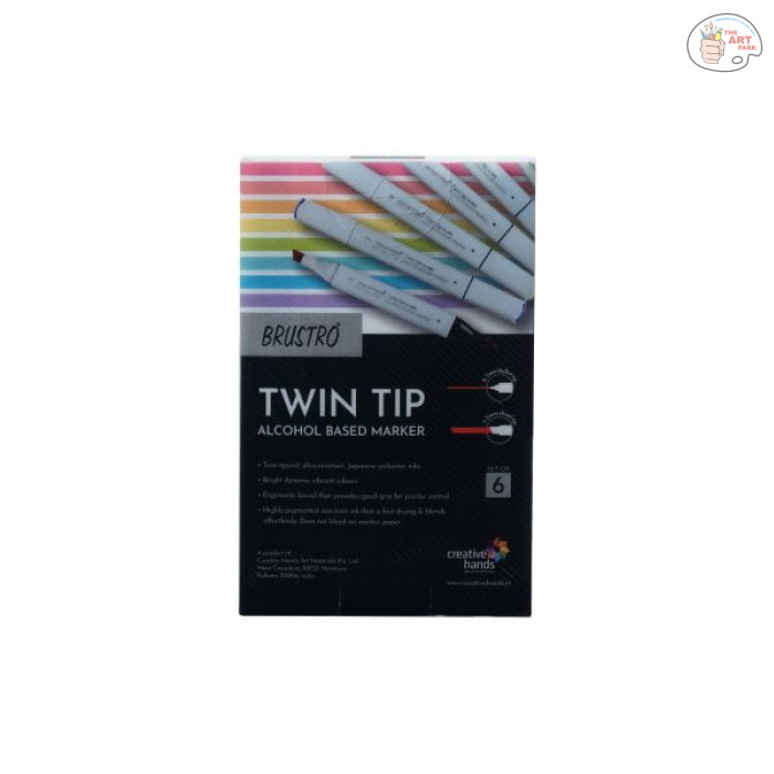BRUSTRO Twin Tip Alcohol Based Marker Sets (CG A (6)) in Crossline PP See Through Box - Image 3