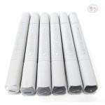 BRUSTRO Twin Tip Alcohol Based Marker Sets (CG A (6)) in Crossline PP See Through Box - Image 2