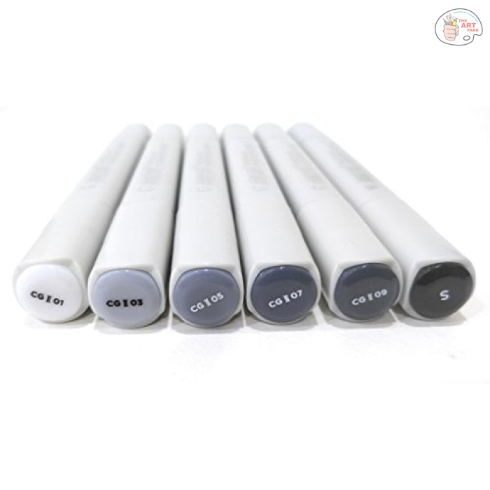 BRUSTRO Twin Tip Alcohol Based Marker Sets (CG A (6)) in Crossline PP See Through Box - Image 4