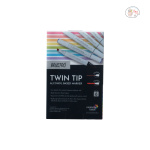 BRUSTRO Twin Tip Alcohol Based Marker Sets 6 (Warm Grey A) in Crossline PP See Through Box - Image 3