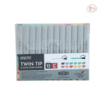 BRUSTRO Twin Tip Alcohol Based Marker Set Of 12 - Basic C in Crossline PP See Through Box - Image 5