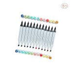BRUSTRO Twin Tip Alcohol Based Marker Set Of 12 - Basic C in Crossline PP See Through Box - Image 2