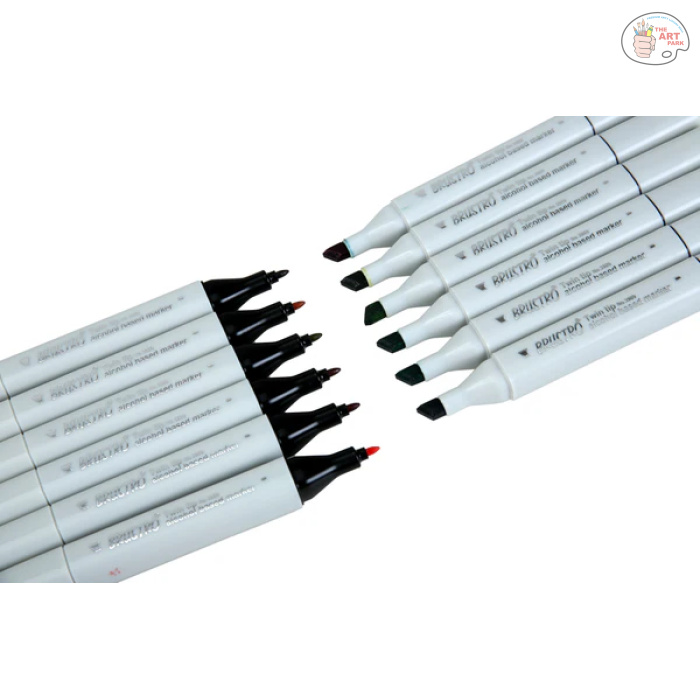 BRUSTRO Twin Tip Alcohol Based Marker Set Of 12 - Basic C in Crossline PP See Through Box - Image 4