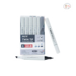 BRUSTRO Twin Tip Alcohol Based Marker Sets (CG B (6)) in Crossline PP See Through Box - Image 3