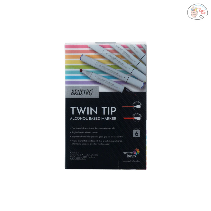 BRUSTRO Twin Tip Alcohol Based Marker Sets (CG B (6)) in Crossline PP See Through Box - Image 5