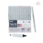 BRUSTRO Twin Tip Alcohol Based Marker Set of 12 - Pastel SHADES