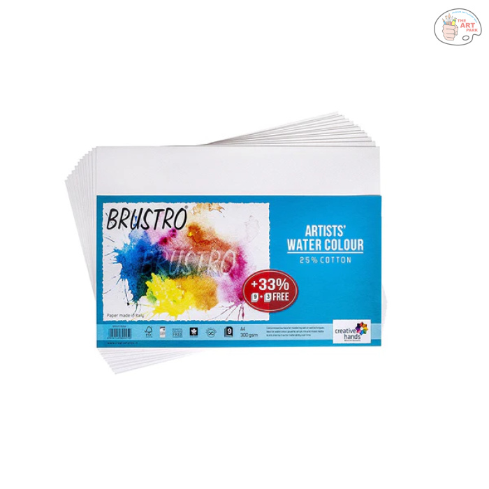 Brustro Artists Watercolour Paper, 300 GSM, A4-25% Cotton, Cold Pressed, 9 + 3 Sheets Free - Image 4