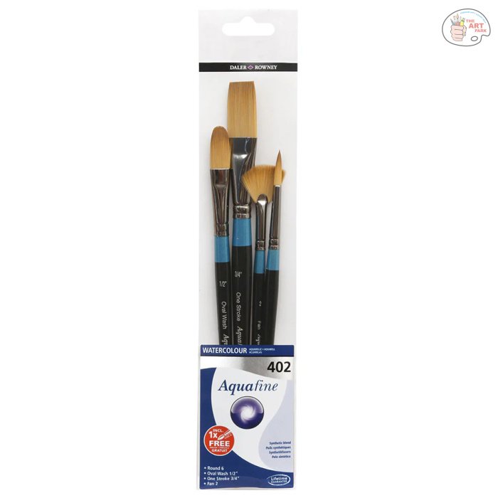Daler-Rowney Aquafine Watercolour Brush 402 SH Wallet of 4 BRUSH SET - Image 5