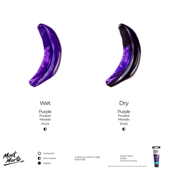 MONT MARTE Acrylic Colour Paint Signature 75ml (2.5 US fl.oz) Tube - Purple SKU: MSCH7516 - Image 7