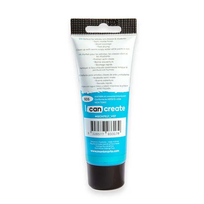 MONT MARTE Acrylic Colour Paint Signature 75ml (2.5 US fl.oz) Tube - Cerulean Blue SKU: MSCH7517 - Image 3
