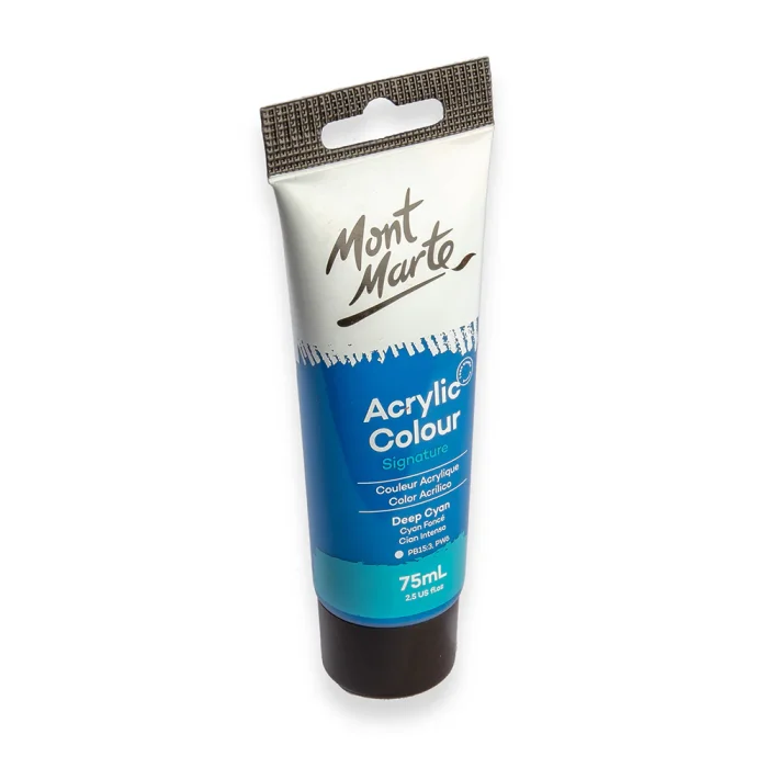 MONT MARTE Acrylic Colour Paint Signature 75ml (2.5 US fl.oz) Tube - Deep Cyan SKU: MSCH7518 - Image 2